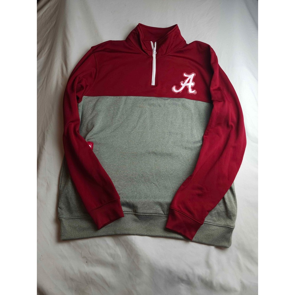 E5 Alabama Crimson Tide Quarter Zip Pullover Mens XL Red Gray Colorblock Jacket